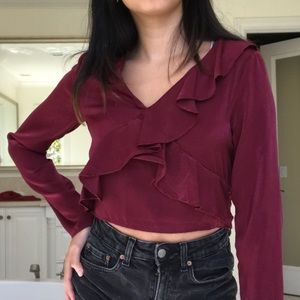NORDSTROM MAROON CROPPED BLOUSE